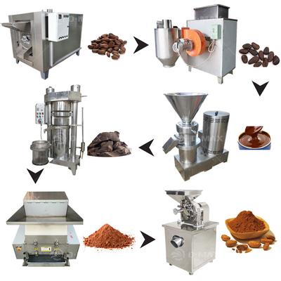 0チョコレート液体とコカオ粉末の生産のための75kwコカオ豆加工機